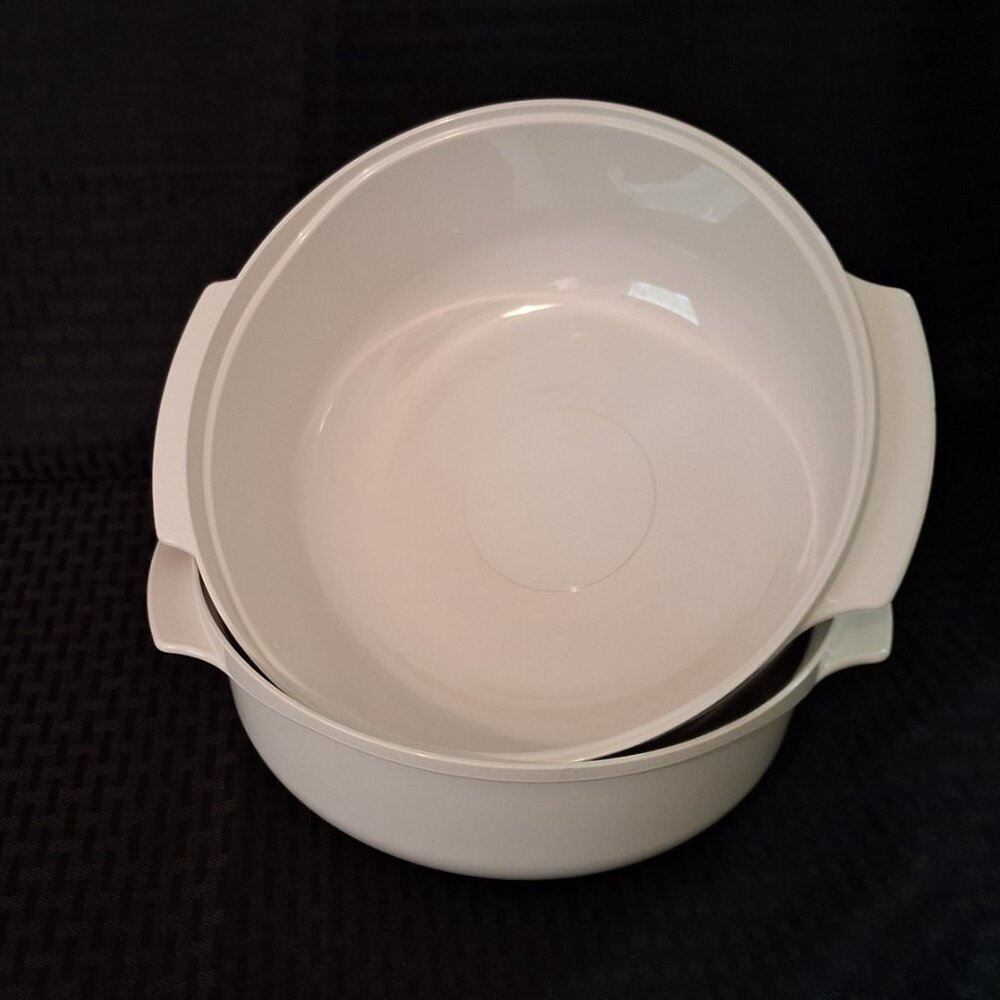 Tupperware Microwave Stack Cooker White 2 Piece 3 Qt -1 3/4 qt 2192 and 2210 - Picture 4 of 8